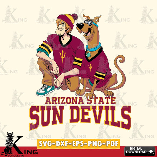High-quality graphic of Arizona State Sun Devils Shaggy and Scooby Doo football, digital file for silhouette cameo and cricut