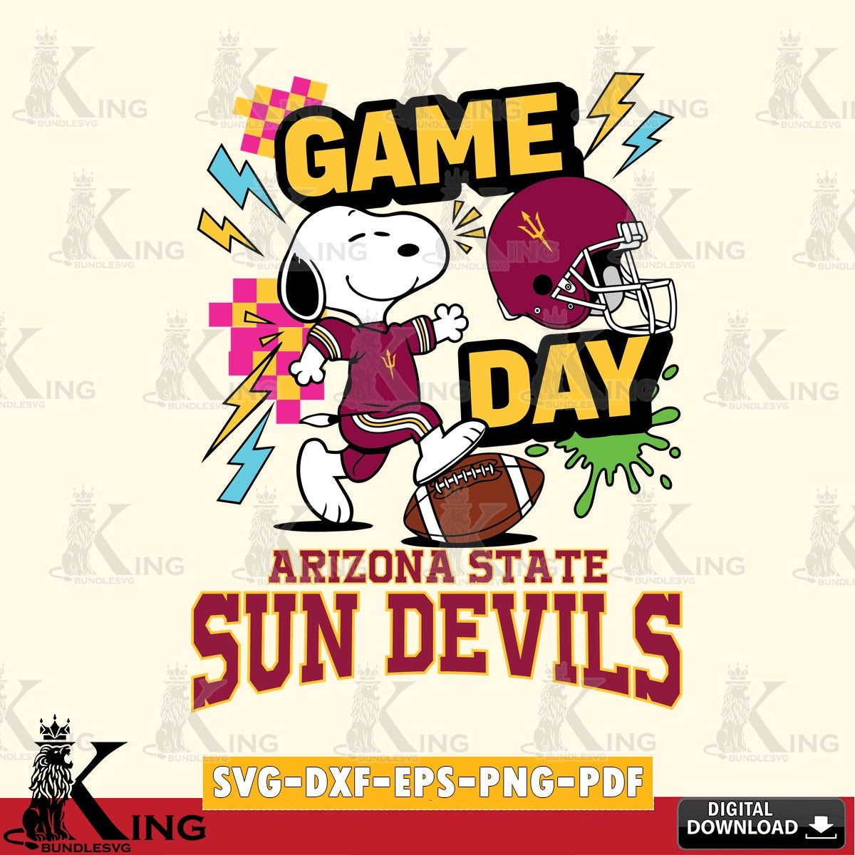 Arizona State Sun Devils Snoopy Game day SVG, Cricut, Cut file  , Digital Download , Instant Download, Peanuts svg, NCAA svg, Football svg, Sport svg