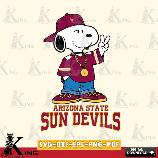 Arizona State Sun Devils Snoopy Say hi SVG, Cricut, Cut file  , Digital Download , Instant Download, Peanuts svg, NCAA svg, Football svg, Sport svg