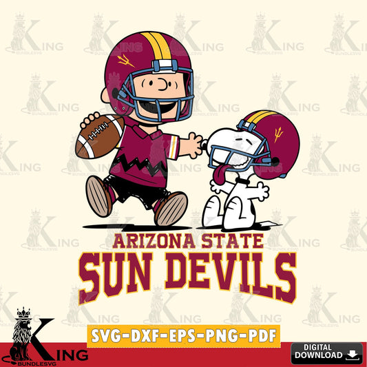 Arizona State Sun Devils Snoopy and Peanut Fun SVG, Cricut, Cut file  , Digital Download , Instant Download, Peanuts svg, NCAA svg, Football svg, Sport svg