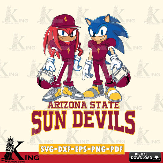 Unique artwork depicting Arizona State Sun Devils Sonic And Knuckles Player Football SVG PNG design suitable for Glowforge and