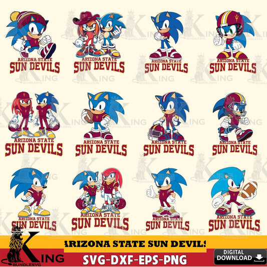 Jumbo collection of Arizona State Sun Devils Sonic & Knuckles NCAA Football Bundle SVG PNG files perfect for Cricut and