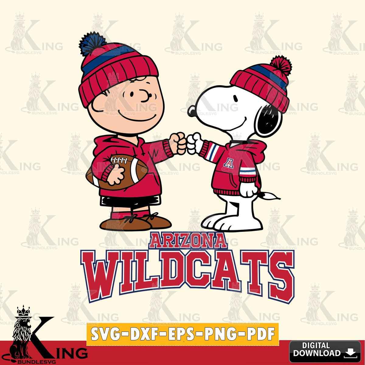 Arizona Wildcats CharlieBrown Football Fist Bump SVG, Cricut, Cut file  , Digital Download , Instant Download, Peanuts svg, NCAA svg, Football svg, Sport svg