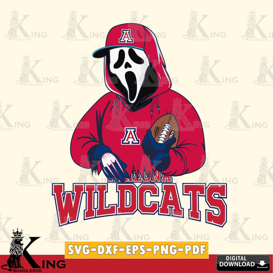 Eye-catching graphic of an Arizona Wildcats Ghostface Scream football player, vector art for engraving, cutting, and printing.