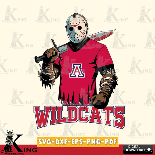 Vector design showing Arizona Wildcats Jason Voorhees Football, NCAA cut, SVG PNG design suitable for Glowforge and laser cutting