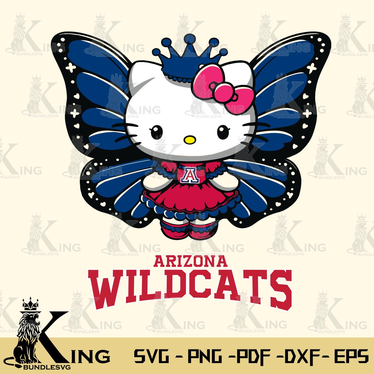 Arizona Wildcats Kitty Wings & Flowers Svg Eps Dxf Png File, Digital Download