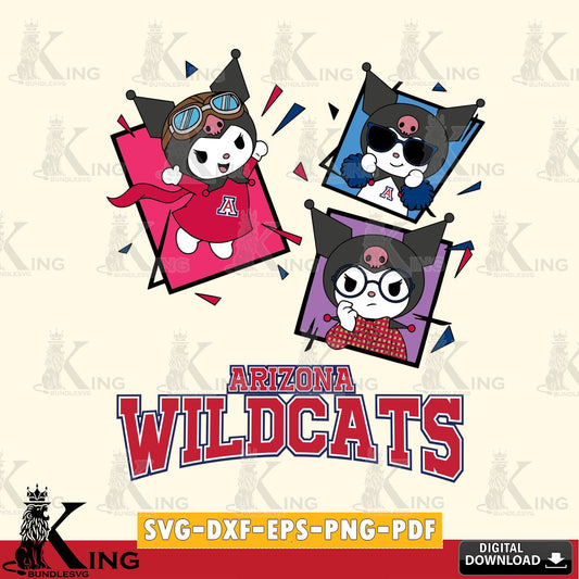 Arizona Wildcats Kuromi Action Football SVG file, Cricut, Cut file  , Digital Download , Instant Download, Sanrio svg, Clipart