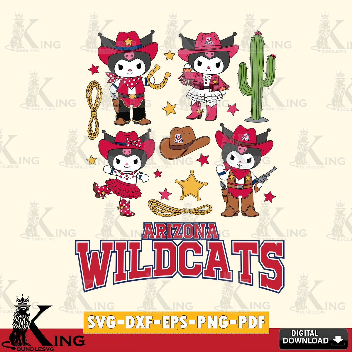 Arizona Wildcats Kuromi Cowboy Western SVG file, Cricut, Cut file  , Digital Download , Instant Download, Sanrio svg, Clipart