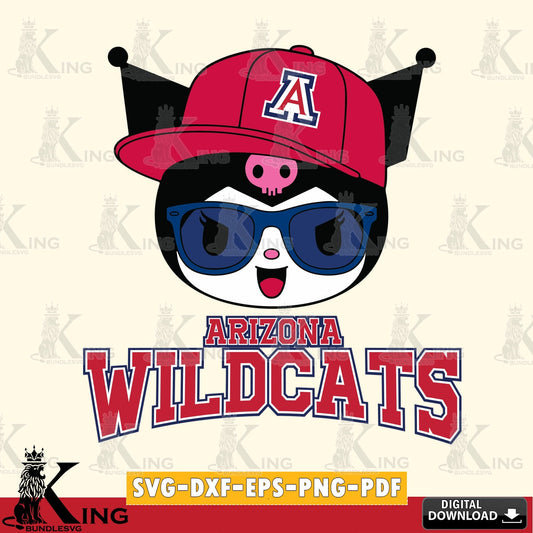 Arizona Wildcats Kuromi Football Cool SVG file, Cricut, Cut file  , Digital Download , Instant Download, Sanrio svg, Clipart