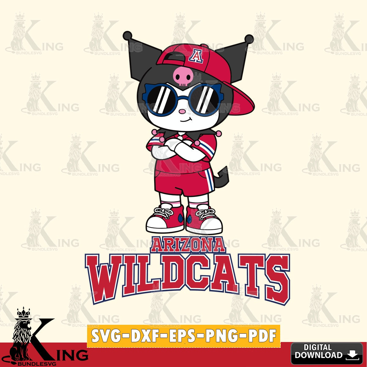 Arizona Wildcats Kuromi Football Jersey SVG file, Cricut, Cut file  , Digital Download , Instant Download, Sanrio svg, Clipart
