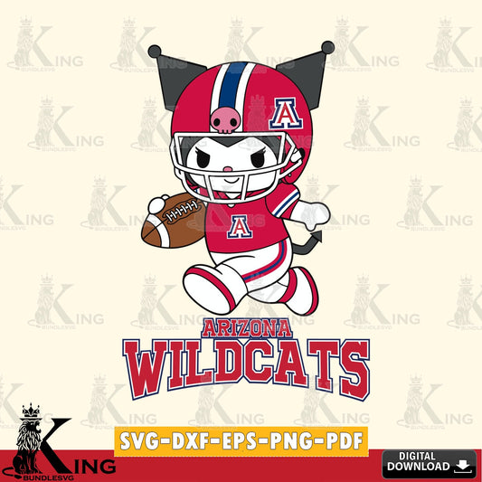 Arizona Wildcats Kuromi Football Run SVG file, Cricut, Cut file  , Digital Download , Instant Download, Sanrio svg, Clipart