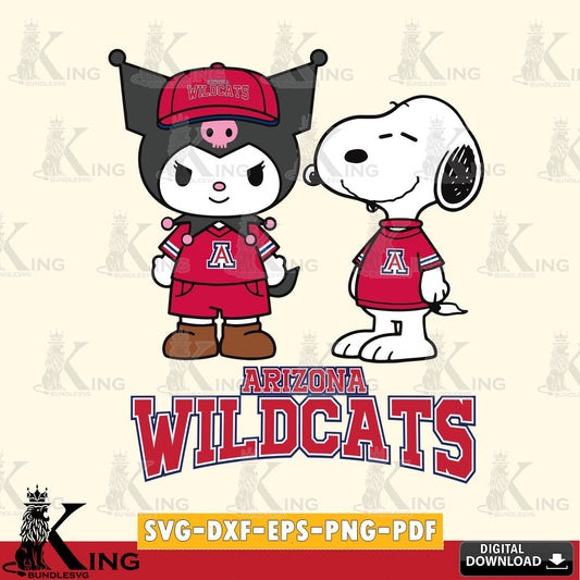 Arizona Wildcats Kuromi Snoopy Football SVG file, Cricut, Cut file  , Digital Download , Instant Download, Sanrio svg, Clipart