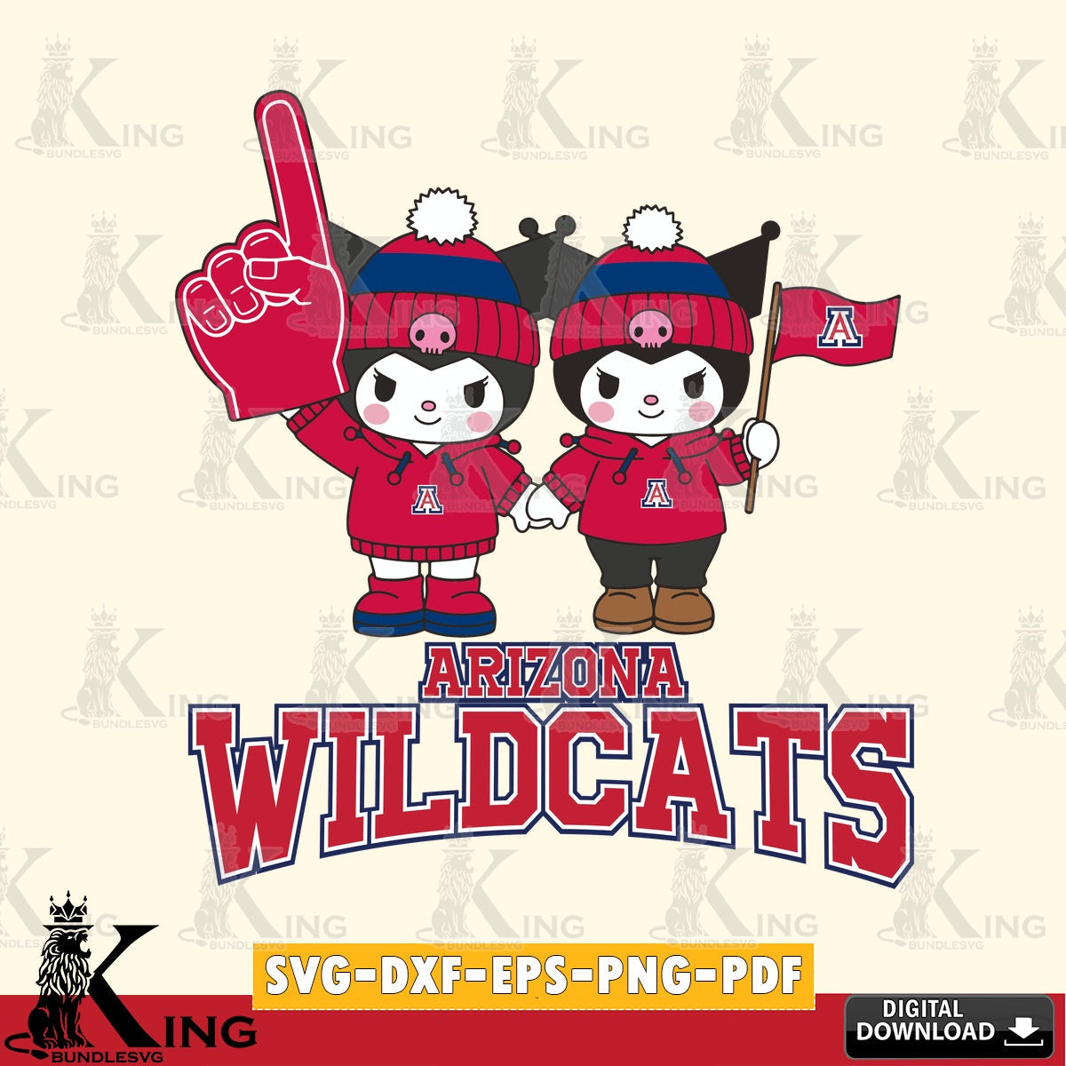 Arizona Wildcats Kuromi rugby Fan SVG file, Cricut, Cut file  , Digital Download , Instant Download, Sanrio svg, Clipart