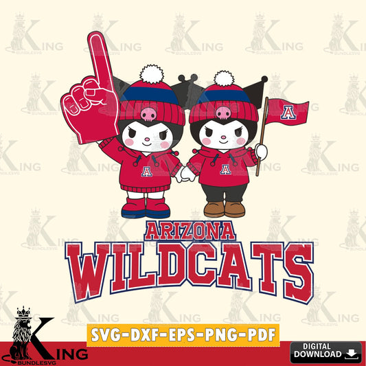 Arizona Wildcats Kuromi rugby Fan SVG file, Cricut, Cut file  , Digital Download , Instant Download, Sanrio svg, Clipart