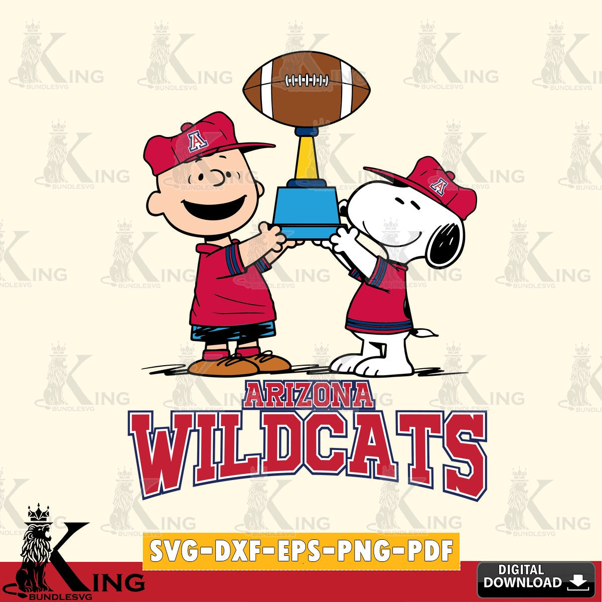 Arizona Wildcats Peanuts Football Trophy SVG, Cricut, Cut file  , Digital Download , Instant Download, Peanuts svg, NCAA svg, Football svg, Sport svg