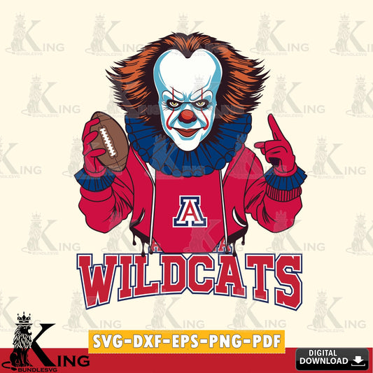 High-quality graphic of an Arizona Wildcats Pennywise football player, a vector illustration for POD merchandise and apparel.