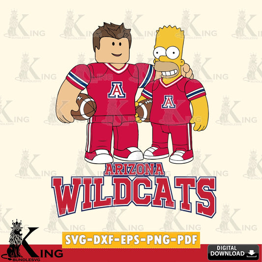 Arizona Wildcats Roblox & Homer Simpson Football SVG file , NCAA Cricut,  File cut , Digital Download , PDF File