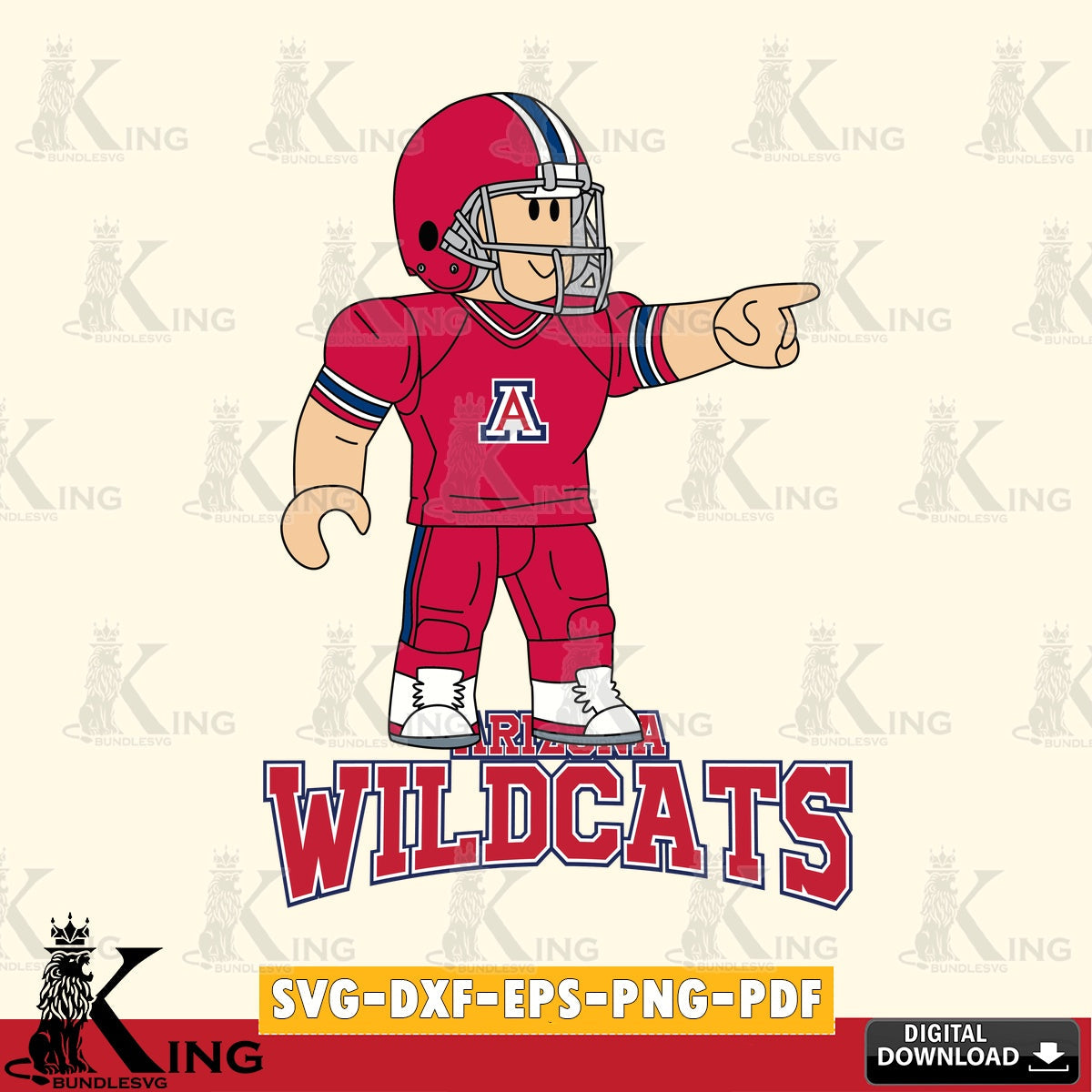 Arizona Wildcats Roblox Player Football SVG file , NCAA Cricut,  File cut , Digital Download , PDF File