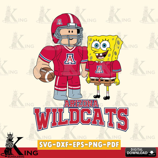 Arizona Wildcats Roblox & Spongebob Football SVG file , NCAA Cricut,  File cut , Digital Download , PDF File