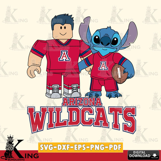 Arizona Wildcats Roblox & Stitch Football SVG file , NCAA Cricut,  File cut , Digital Download , PDF File