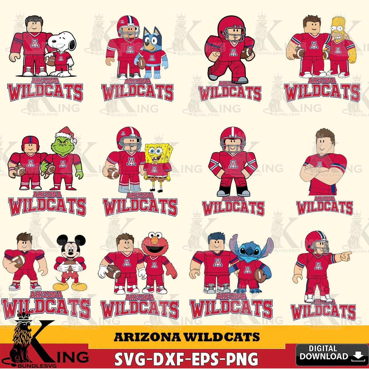 Arizona Wildcats Roblox With Friends football NCAA Bundle SVG file , NCAA Cricut,  File cut , Digital Download , PDF File