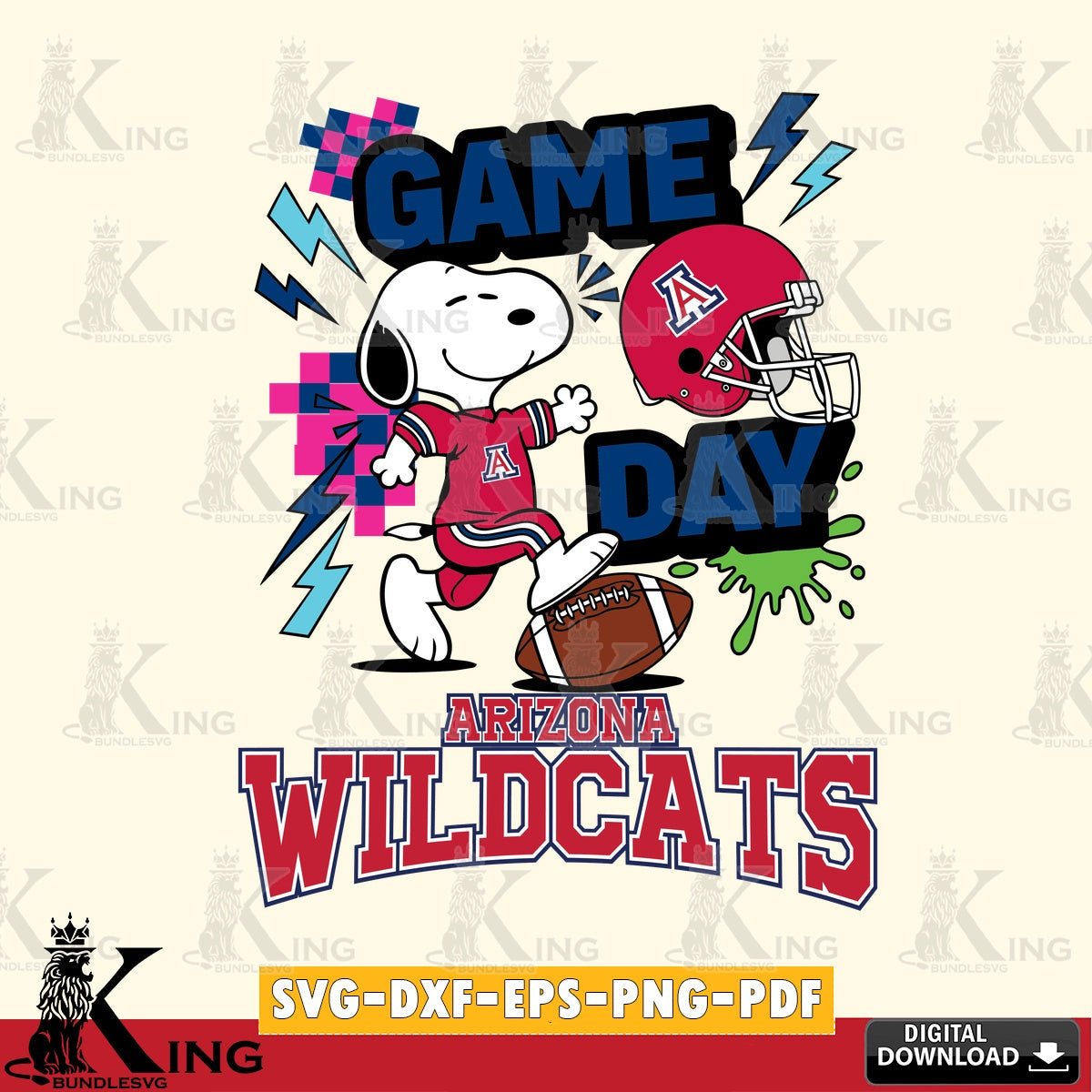 Arizona Wildcats Snoopy Game day SVG, Cricut, Cut file  , Digital Download , Instant Download, Peanuts svg, NCAA svg, Football svg, Sport svg