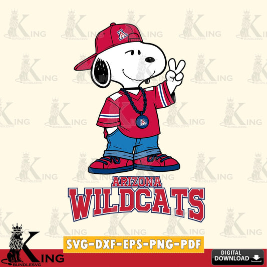 Arizona Wildcats Snoopy Say hi SVG, Cricut, Cut file  , Digital Download , Instant Download, Peanuts svg, NCAA svg, Football svg, Sport svg