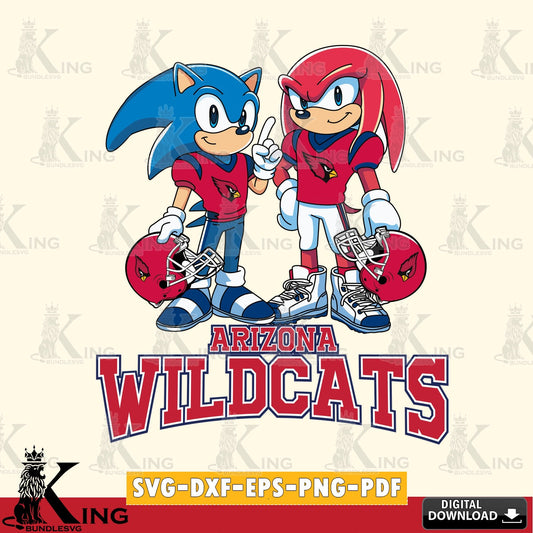 Custom design featuring Arizona Wildcats Sonic And Knuckles Football, digital clipart compatible with laser engraving and cutting