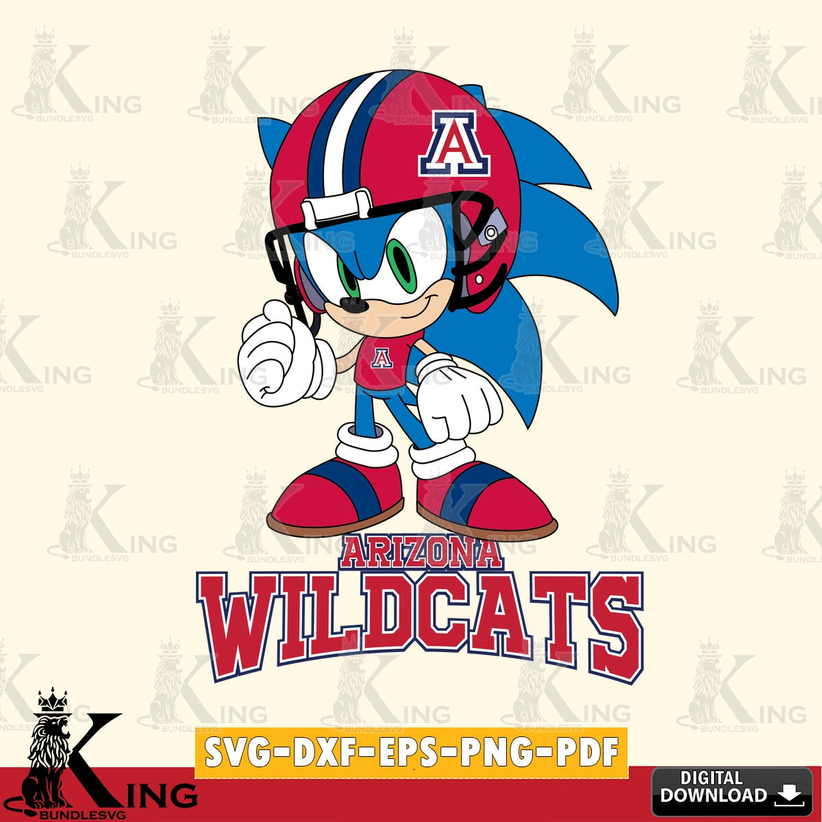 Arizona Wildcats Sonic Football Mascot SVG file, Vector , Digital Download , PDF File , Instant Download