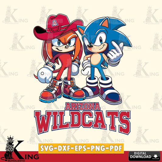 Arizona Wildcats Sonic & Knuckles Football Mascot SVG file, Vector , Digital Download , PDF File , Instant Download