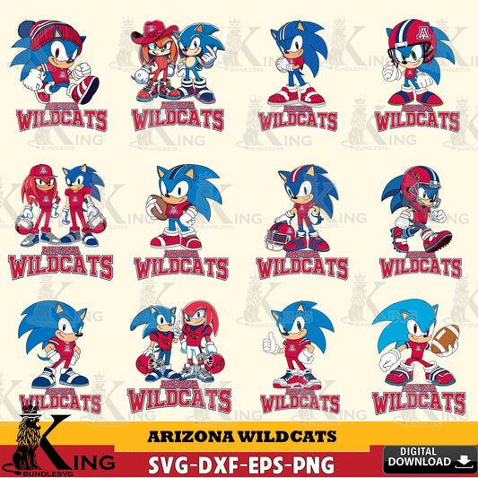 All-in-one bundle of Arizona Wildcats Sonic & Knuckles NCAA Football digital clipart compatible with laser engraving and cutting