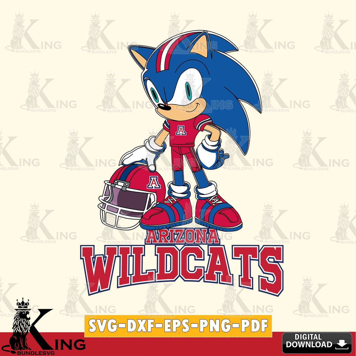 Beautiful illustration of Arizona Wildcats Sonic Player Football, crafting file for iron-on transfer and vinyl decals