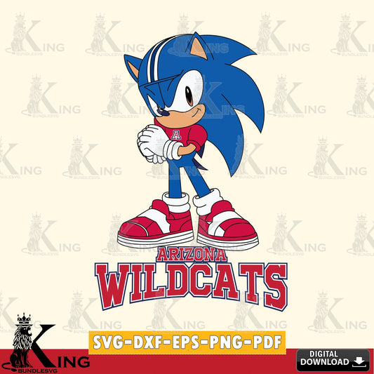 Digital download featuring Arizona Wildcats Sonic cute Football SVG PNG design suitable for Glowforge and laser cutting
