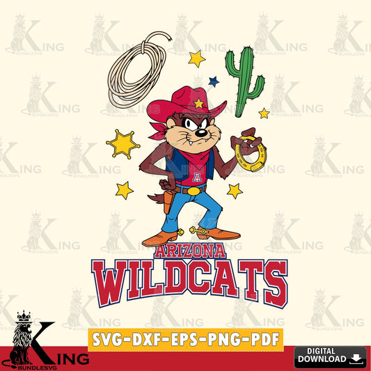 Arizona Wildcats Taz Cowboy Western SVG file, Cut file  , Digital Download , Instant Download, Taz svg, NCAA svg