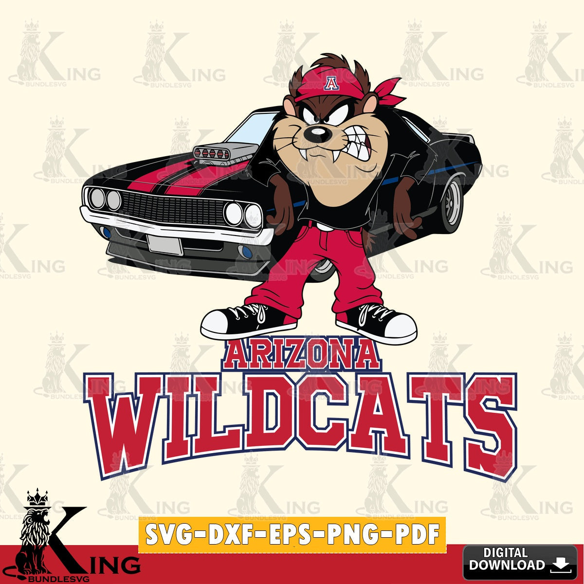 Arizona Wildcats Taz Racing Car SVG file, Cut file  , Digital Download , Instant Download, Taz svg, NCAA svg
