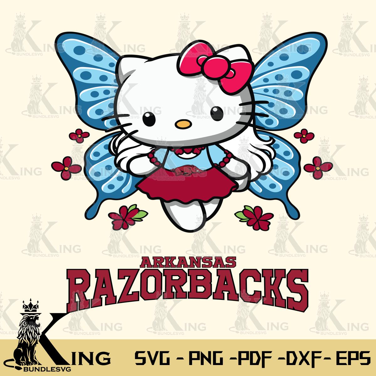 Arkansas Razorbacks Butterfly Kitty Charm Svg Eps Dxf Png File, Digital Download