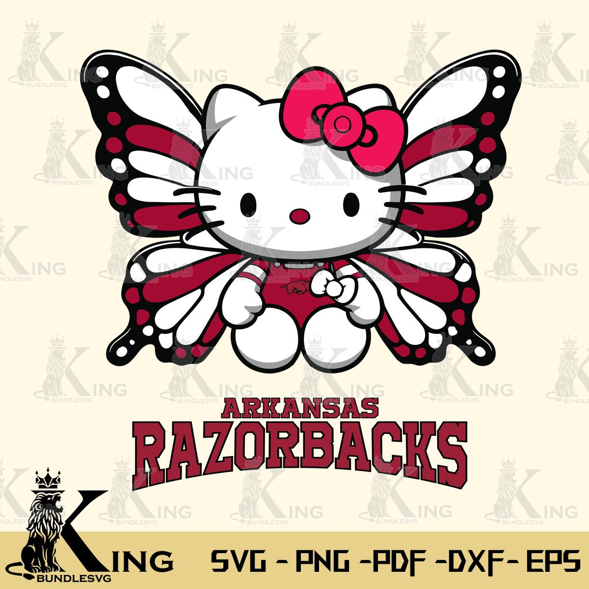 Arkansas Razorbacks Butterfly Kitty Delight Svg Eps Dxf Png File, Digital Download