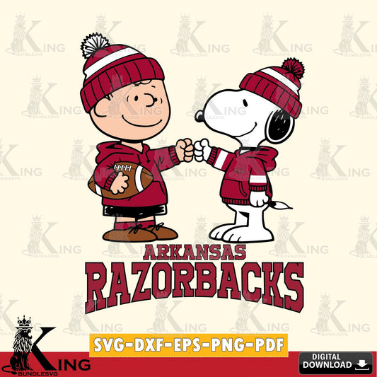 Arkansas Razorbacks CharlieBrown Football Fist Bump SVG, Cricut, Cut file  , Digital Download , Instant Download, Peanuts svg, NCAA svg, Football svg, Sport svg