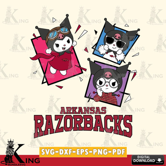Arkansas Razorbacks Kuromi Action Football SVG file, Cricut, Cut file  , Digital Download , Instant Download, Sanrio svg, Clipart
