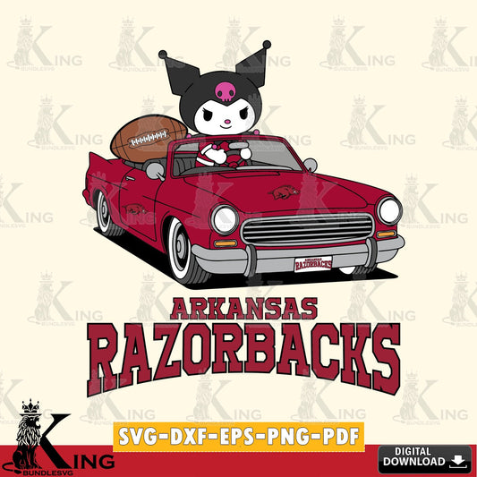 Arkansas Razorbacks Kuromi Car Football Game SVG file, Cricut, Cut file  , Digital Download , Instant Download, Sanrio svg, Clipart