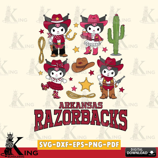 Arkansas Razorbacks Kuromi Cowboy Western SVG file, Cricut, Cut file  , Digital Download , Instant Download, Sanrio svg, Clipart