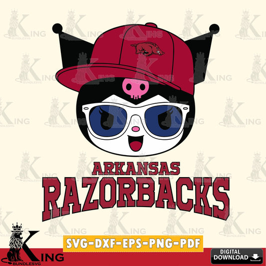 Arkansas Razorbacks Kuromi Football Cool SVG file, Cricut, Cut file  , Digital Download , Instant Download, Sanrio svg, Clipart
