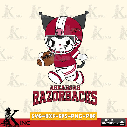 Arkansas Razorbacks Kuromi Football Run SVG file, Cricut, Cut file  , Digital Download , Instant Download, Sanrio svg, Clipart