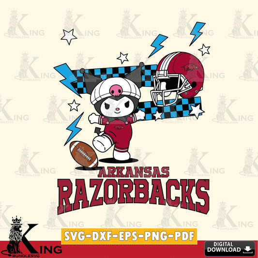 Arkansas Razorbacks Kuromi Game Day SVG file, Cricut, Cut file  , Digital Download , Instant Download, Sanrio svg, Clipart