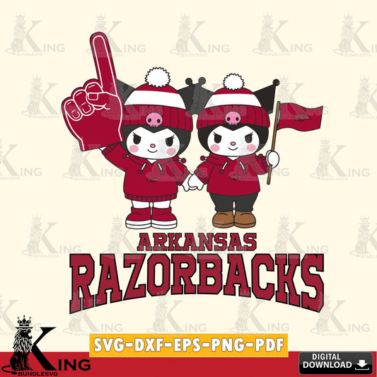 Arkansas Razorbacks Kuromi rugby Fan SVG file, Cricut, Cut file  , Digital Download , Instant Download, Sanrio svg, Clipart
