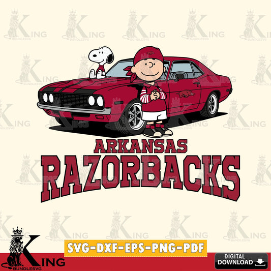 Arkansas Razorbacks Peanuts Muscle Car SVG, Cricut, Cut file  , Digital Download , Instant Download, Peanuts svg, NCAA svg, Football svg, Sport svg