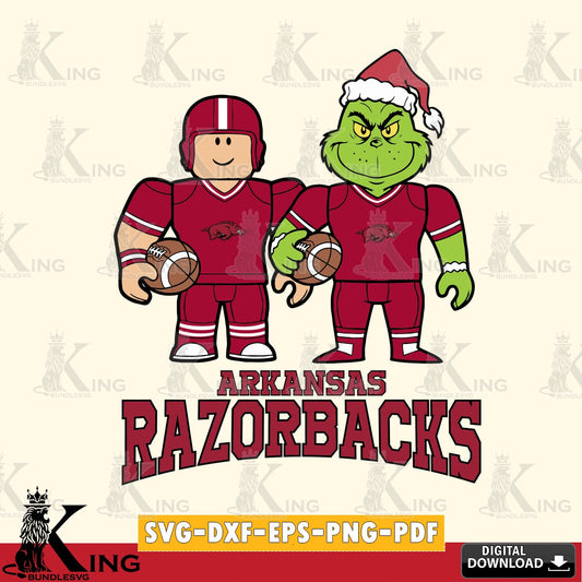 Arkansas Razorbacks Roblox & Grinch Football SVG file , NCAA Cricut,  File cut , Digital Download , PDF File