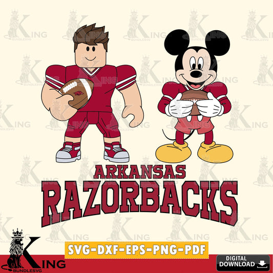 Arkansas Razorbacks Roblox & Mickey Football SVG file , NCAA Cricut,  File cut , Digital Download , PDF File