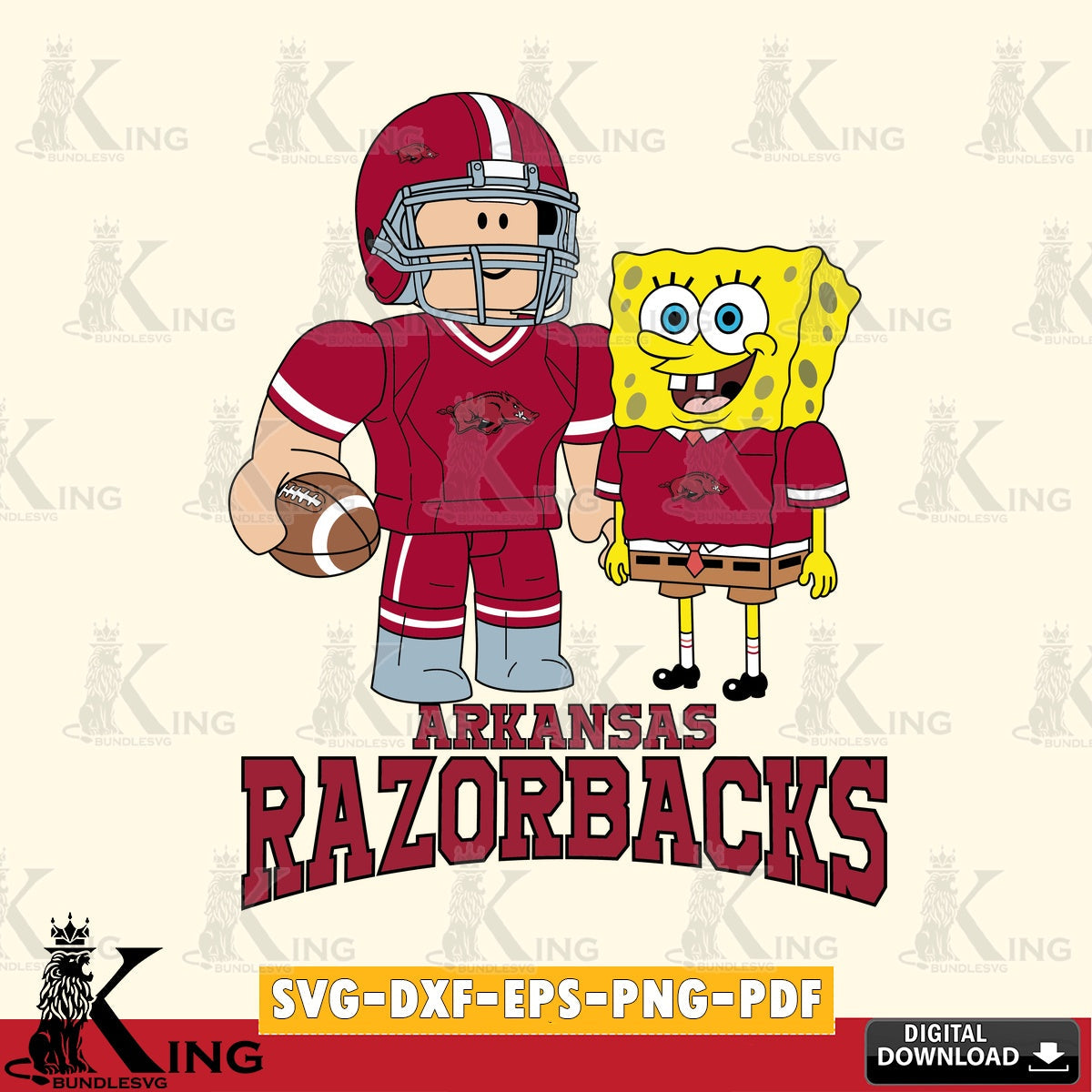 Arkansas Razorbacks Roblox & Spongebob Football SVG file , NCAA Cricut,  File cut , Digital Download , PDF File