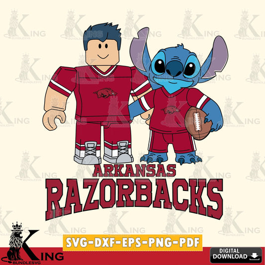 Arkansas Razorbacks Roblox & Stitch Football SVG file , NCAA Cricut,  File cut , Digital Download , PDF File